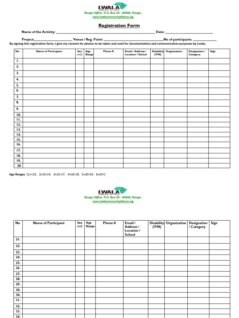Lwala Community Registration Form | PDF