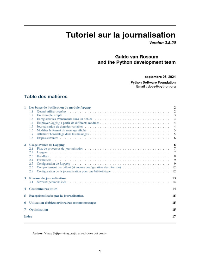 Guide de journalisation en Python | PDF | Python (Langage de ...