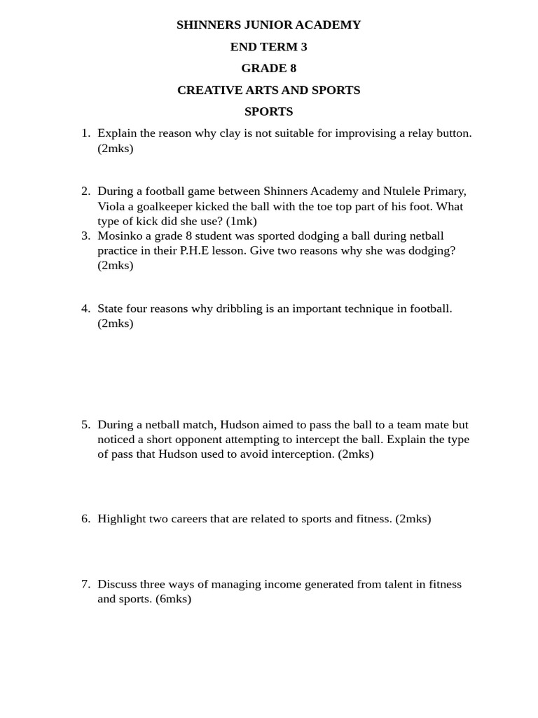 GR 8 Shinners Creative Arts | PDF