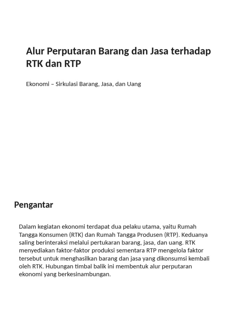 Alur Ekonomi RTK dan RTP: Sirkulasi Jasa | PDF