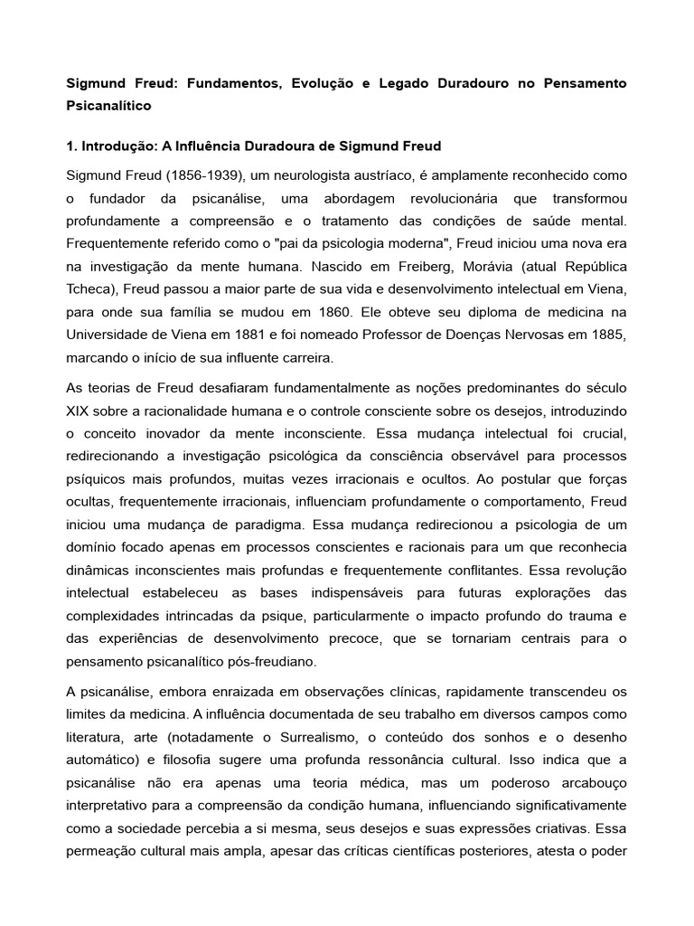 Psicanálise Como Legado | PDF | Psicanálise | Sigmund Freud