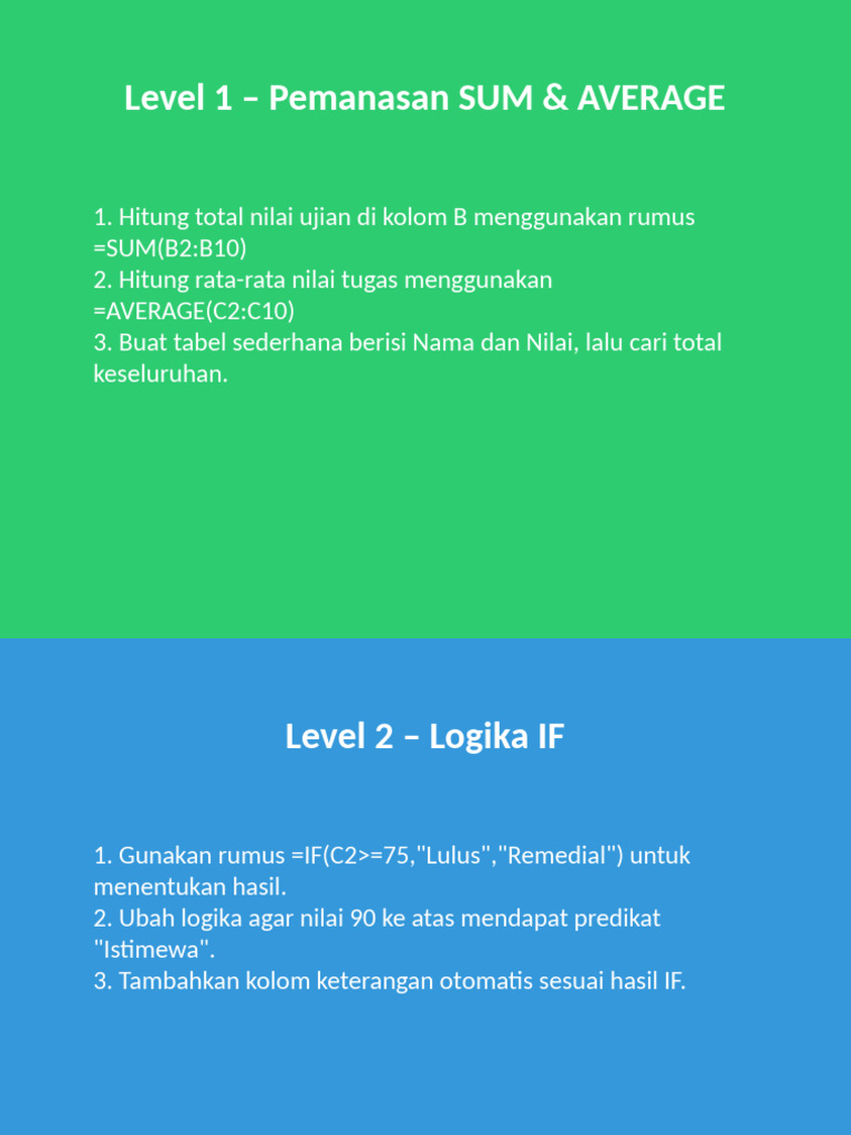 Kartu Tantangan Excel SMP Kelas IX | PDF