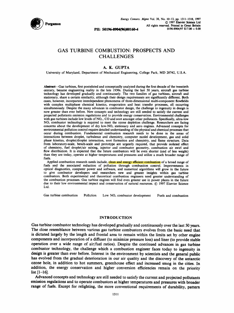 Gas Turbine Combustion Challenges | PDF | N Ox | Combustion