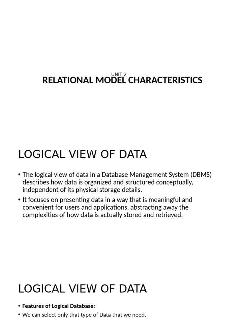 Understanding Logical Data Views in DBMS | PDF | Databases | Relational ...