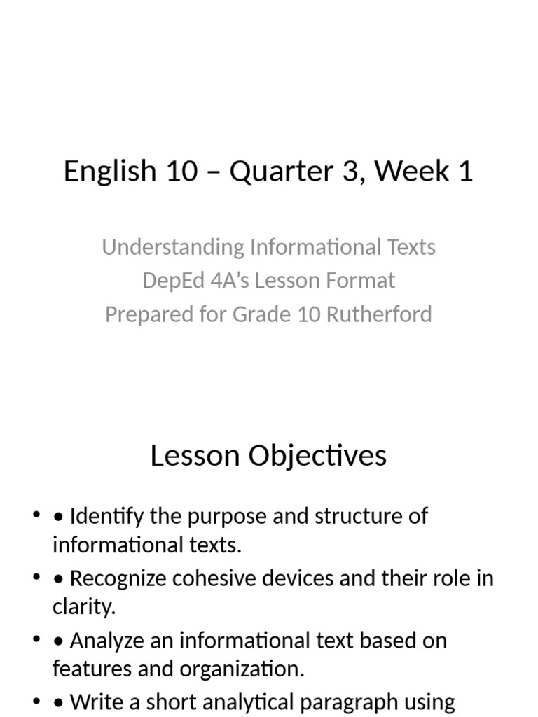 Analyzing Informational Texts in Grade 10 | PDF