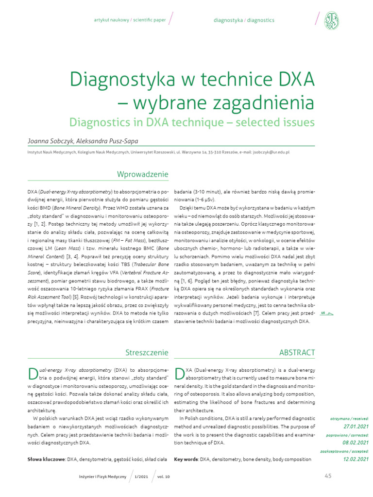 Diagnostyka W Technice DXA | PDF