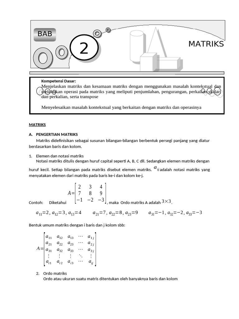 Pengertian dan Jenis-Jenis Matriks | PDF