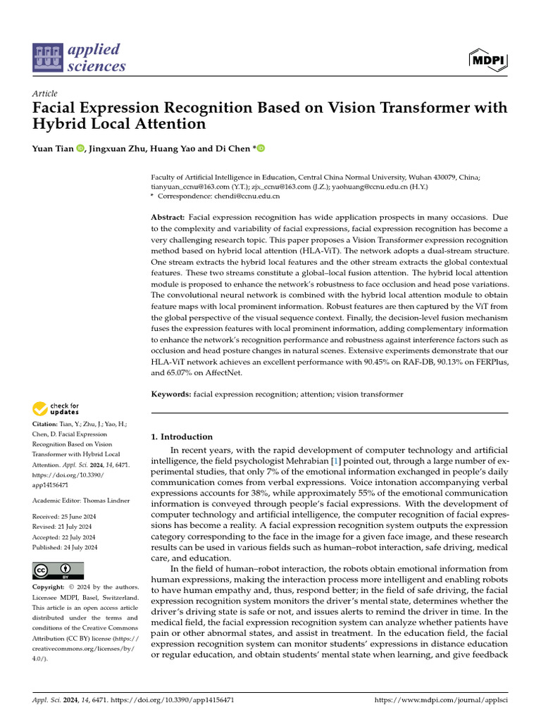 Facial Expression Recognition with HLA-ViT | PDF | Deep Learning ...
