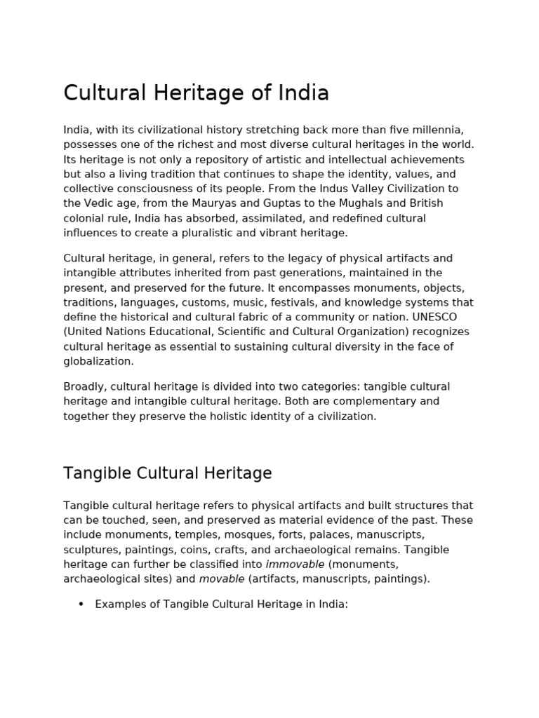 Cultural Heritage of India | PDF | Cultural Heritage | Traditions