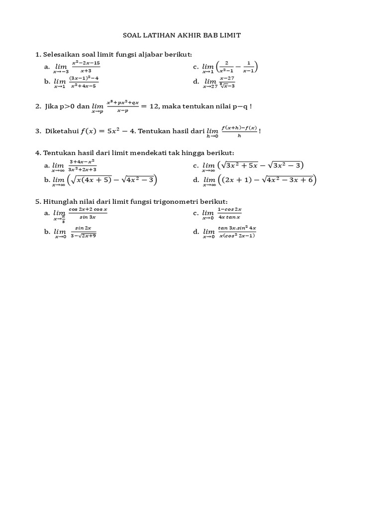 Latihan Akhir Limit | PDF