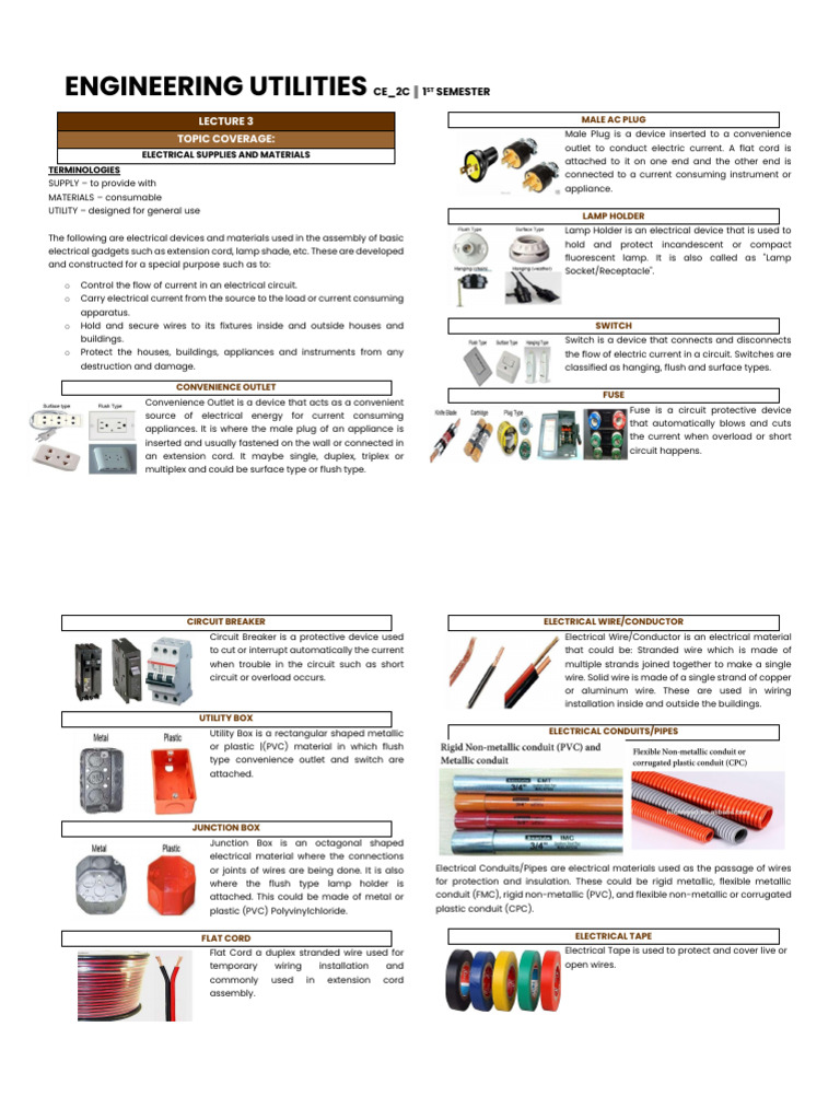 Engineering Utilities Lecture 3 | PDF | Electrical Wiring | Equipment