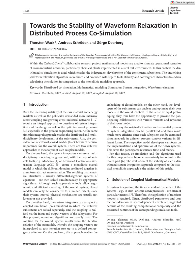 Towards The Stability of Waveform Relaxation in Distributed Process Co ...
