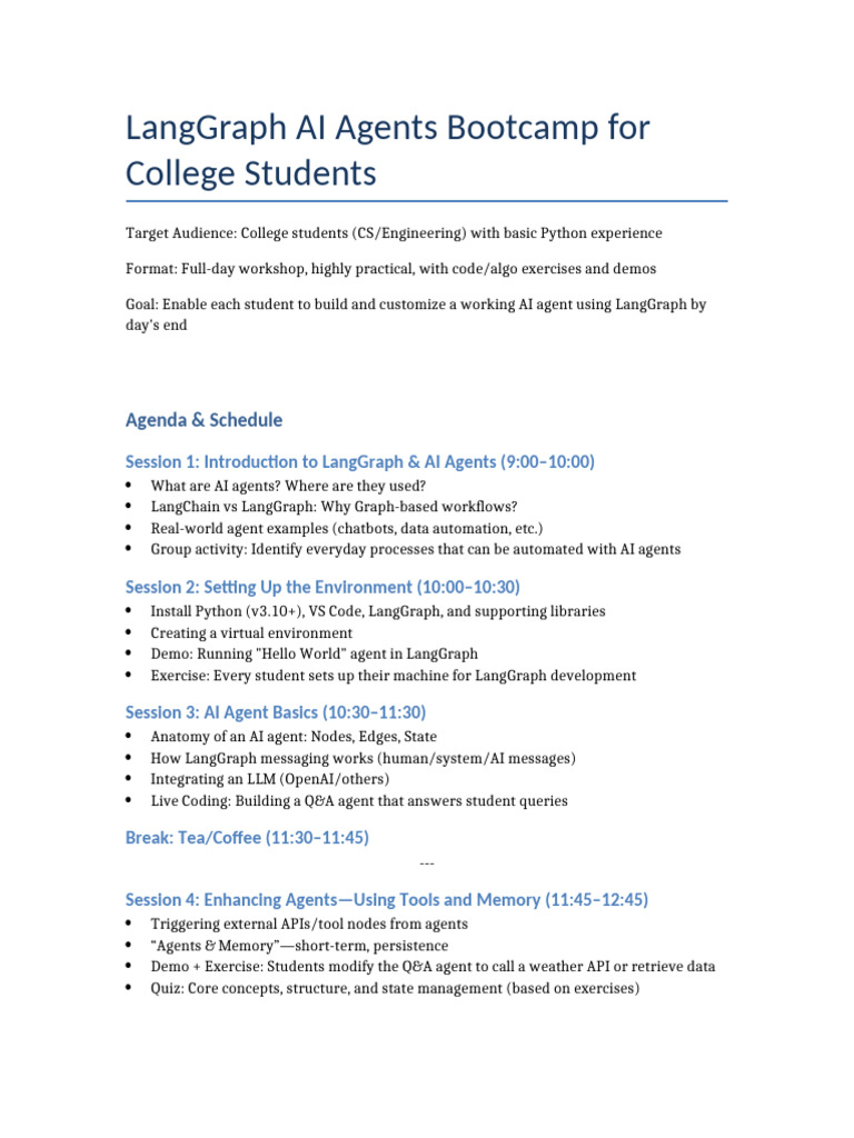 LangGraph AI Agents Bootcamp for Students | PDF | Artificial ...