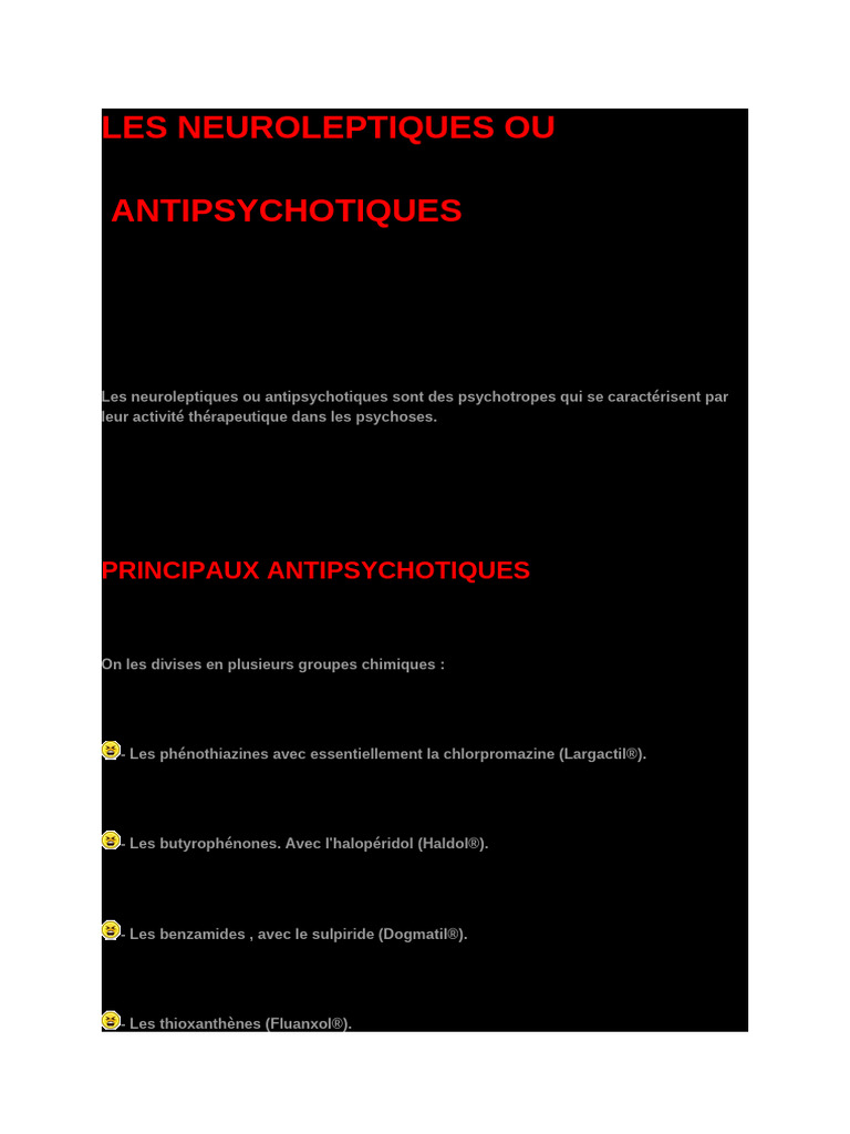 Neuroleptiques : Efficacité et Risques | PDF | Neuroleptique | Médecine