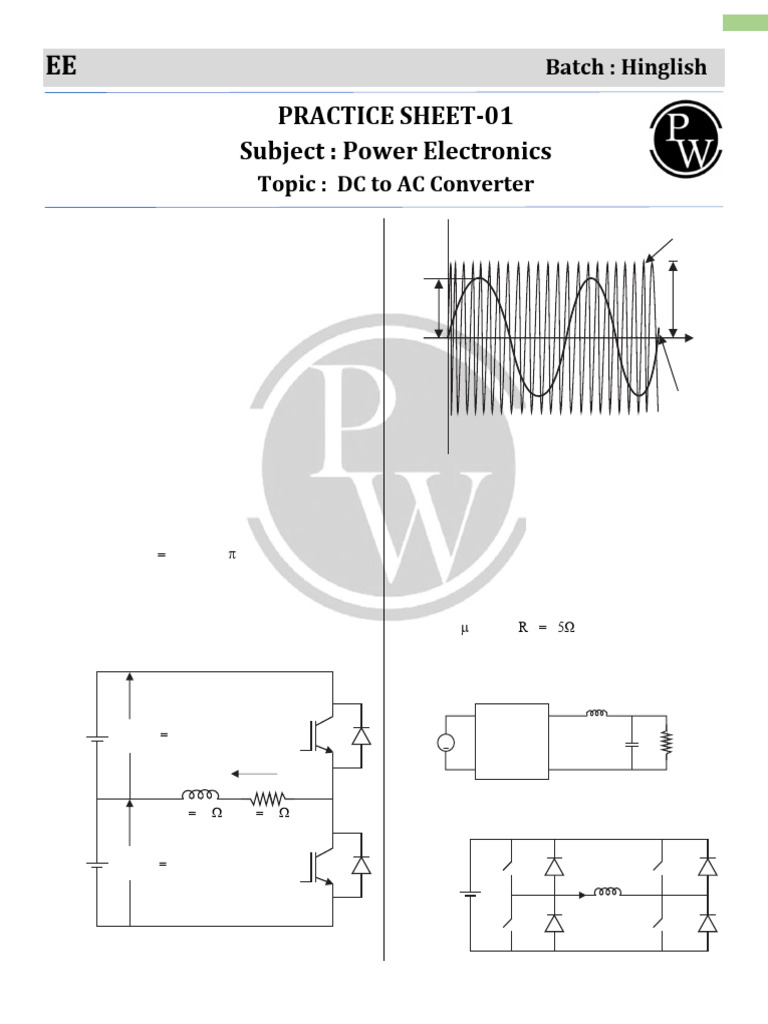 CH 04 DC To AC ConverterDpp'SDC To AC Converter Practice Sheet-1 | PDF ...