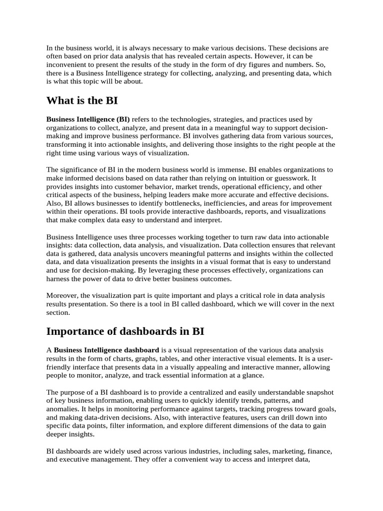Business Intelligence Dashboard Essentials | PDF | Business ...