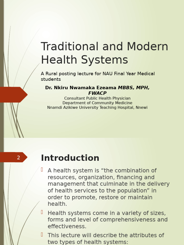 Traditional and Modern Health Systems | PDF | Health Care | Alternative ...