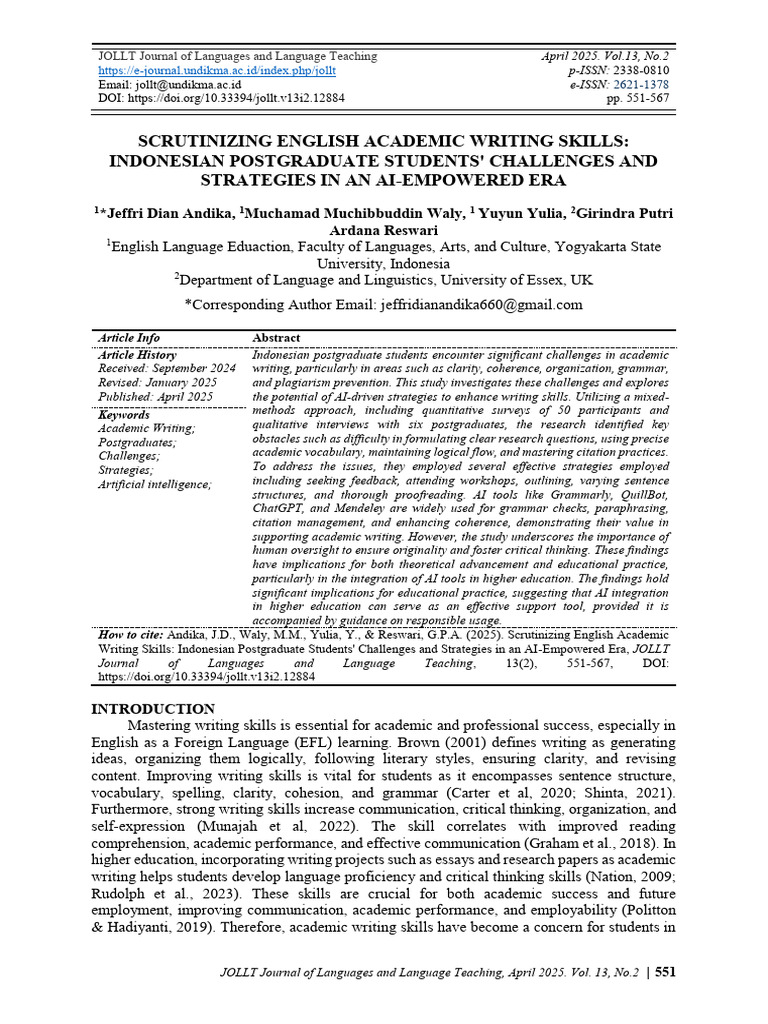 Adminojs,+3+JOLLT+VOL+13+No+2+April+2025 Andika+17 | PDF | Survey ...