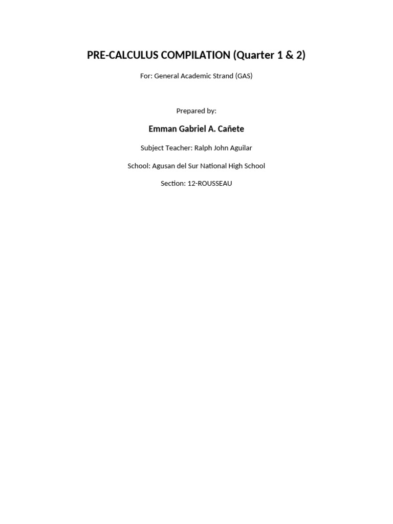PreCalculus Q1 Q2 Enhanced Emman Canete | PDF