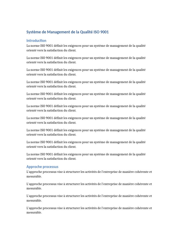 Système de Management Qualité ISO 9001 | PDF | Management de la qualité ...