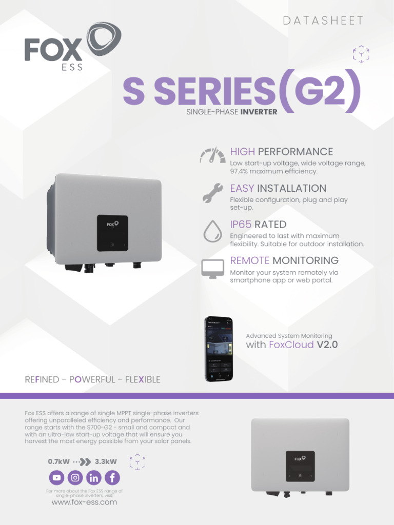 Fox ESS Single-Phase Inverters Overview | PDF | Energy Technology ...
