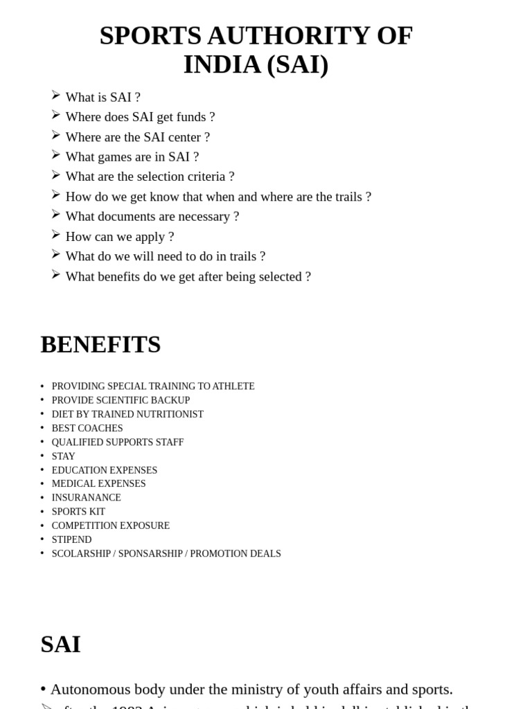 Sports Authority of India (Sai) | PDF