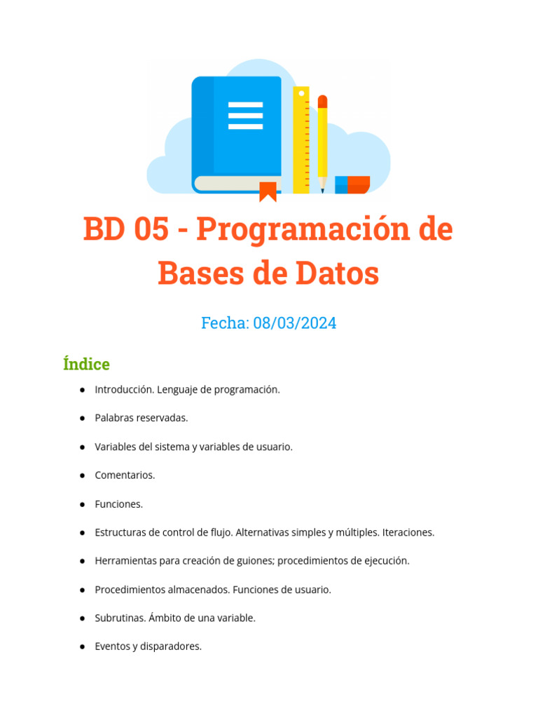 BD 05 - Programación de Bases de Datos | PDF | Lenguaje de programación ...