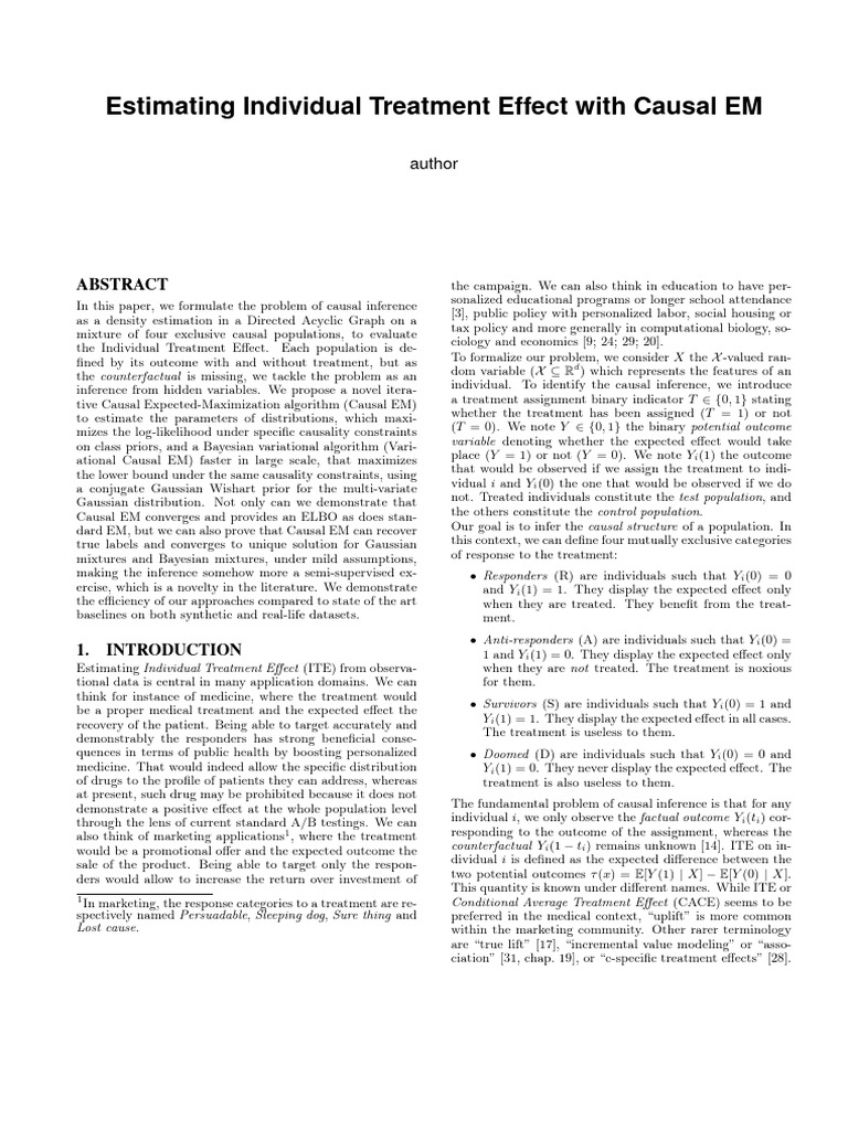 Causal EM for Individual Treatment Effect | PDF | Causality | Normal ...