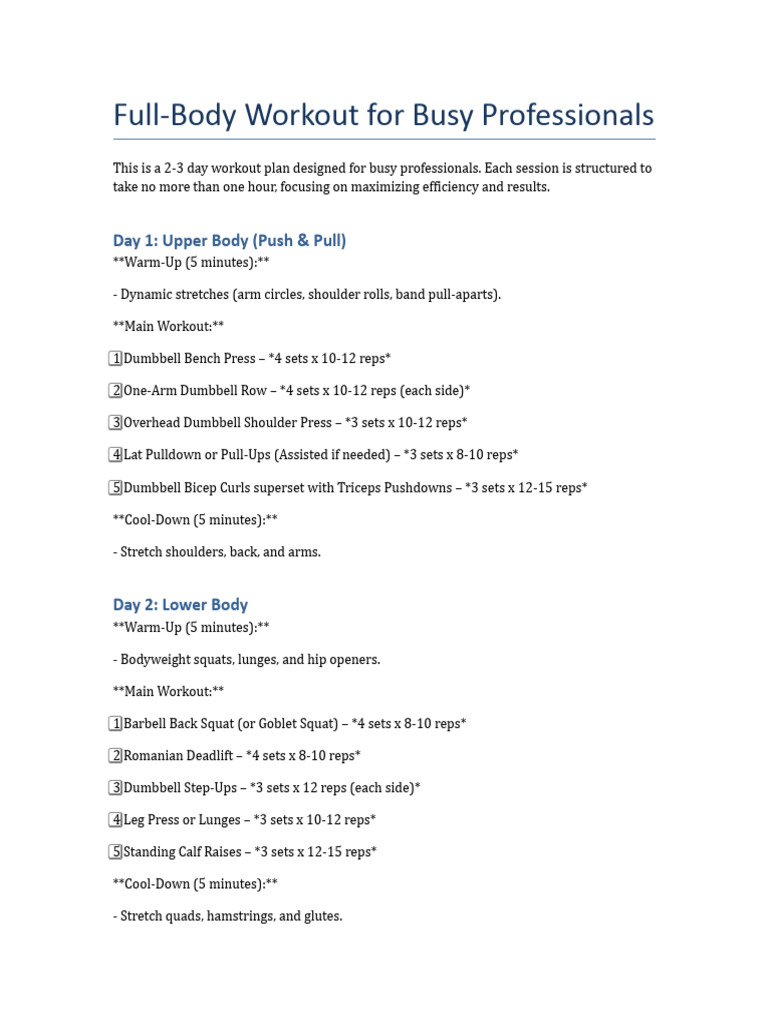 Efficient Full-Body Workout Plan | PDF