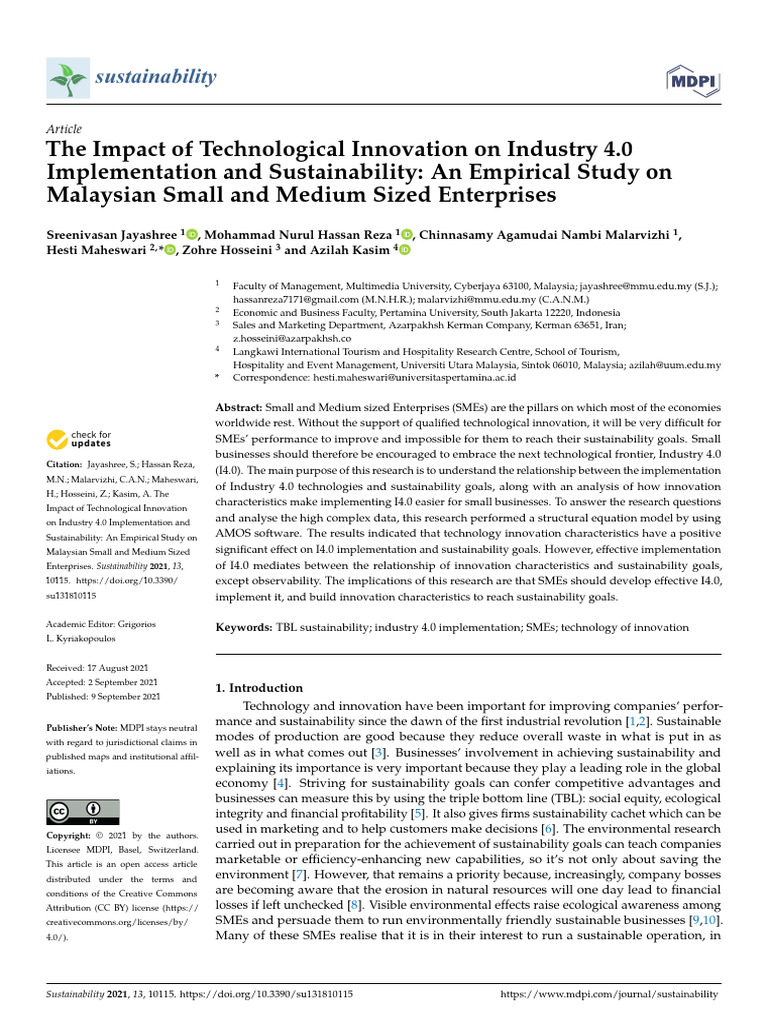 Impact of Tech Innovation on SME Sustainability | PDF | Sustainability ...