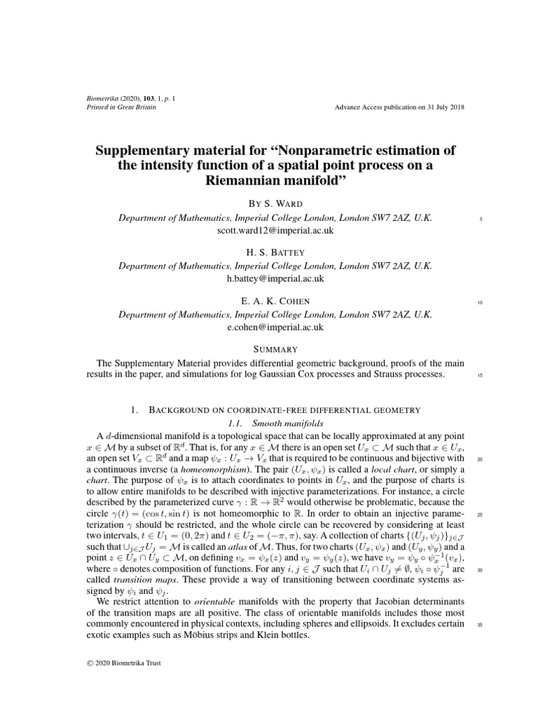 Nonparametric Estimation on Manifolds | PDF | Manifold | Geometry