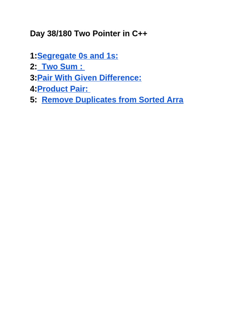 Day 38 - 180 Two Pointer in C++ | PDF