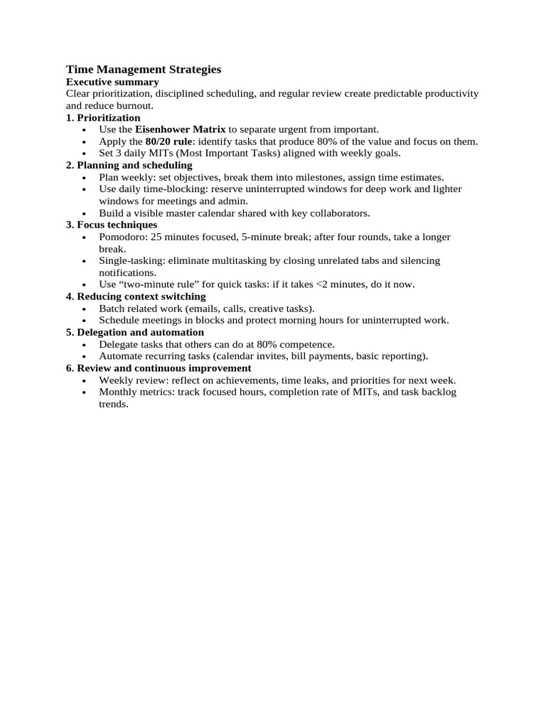 Effective Time Management Strategies | PDF