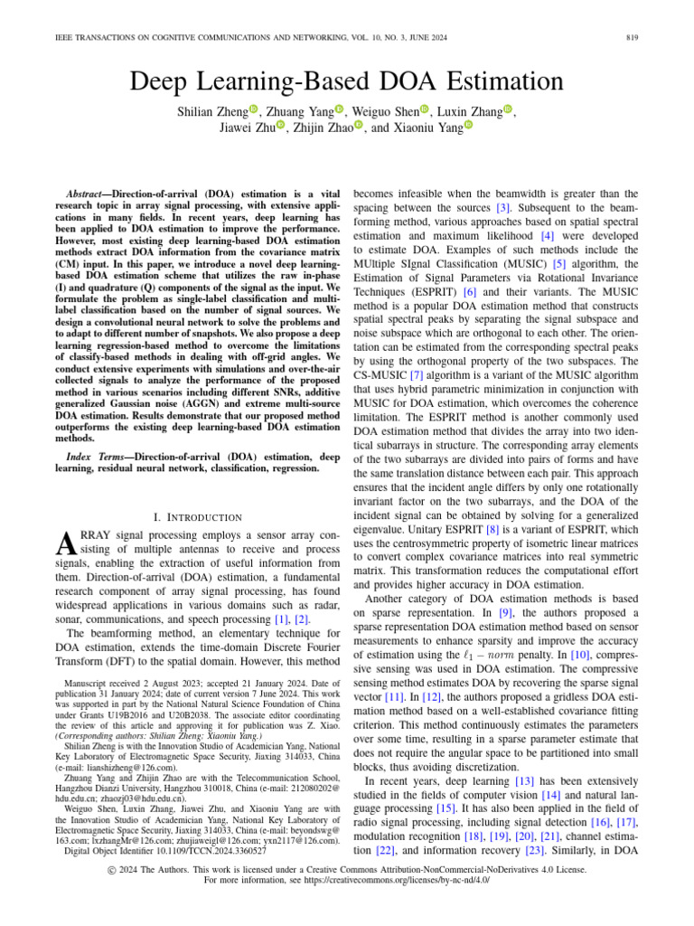 Deep Learning for DOA Estimation | PDF | Deep Learning | Matrix ...