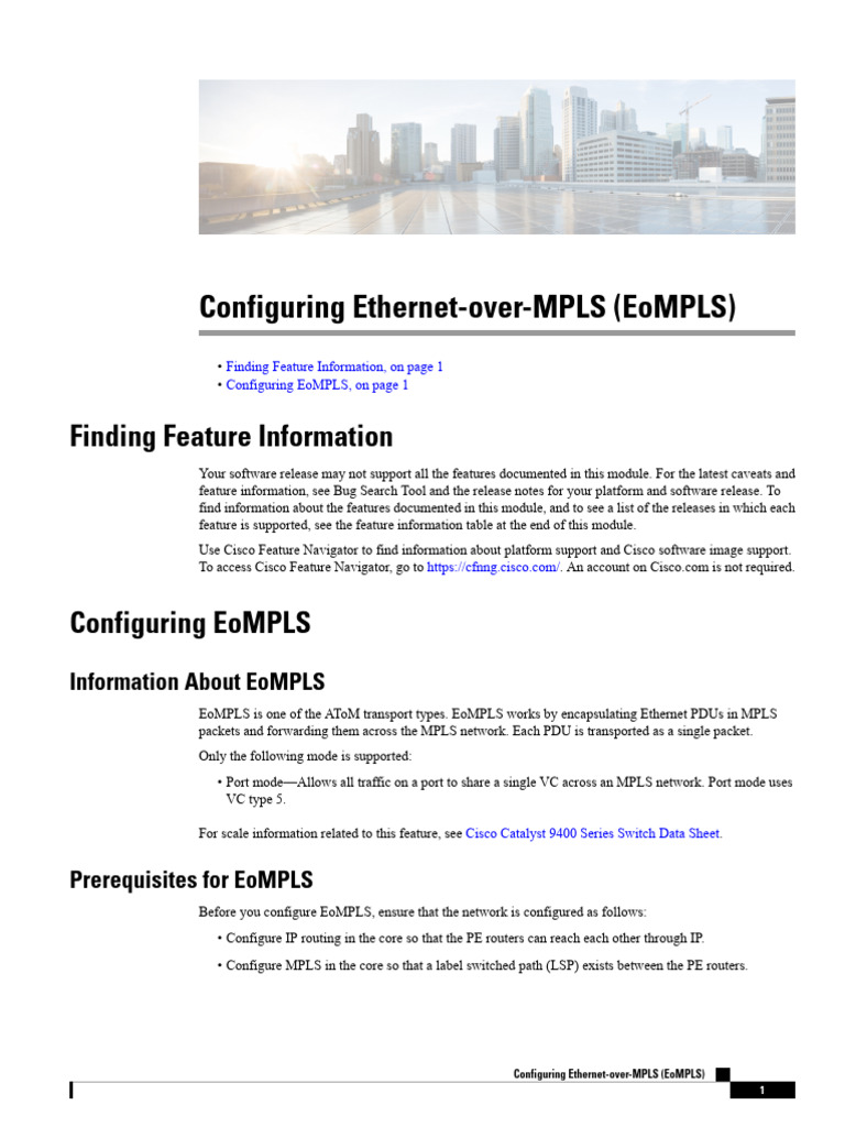 EoMPLS Configuration Guide | PDF | Networking | Multiprotocol Label ...