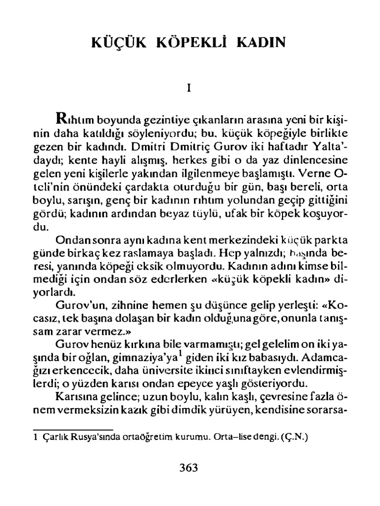 Çehov Kucuk Kopekli Kadin PDF