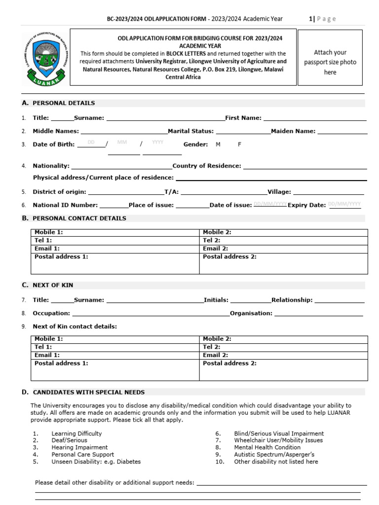 23 Application Form For Bridging Course Programme - May 2023 1 | PDF