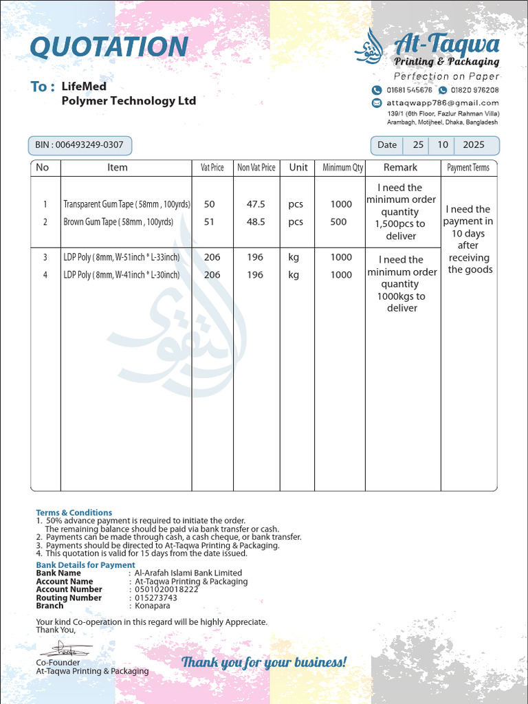 Payment Terms and Quotation Details | PDF | Payments | Money