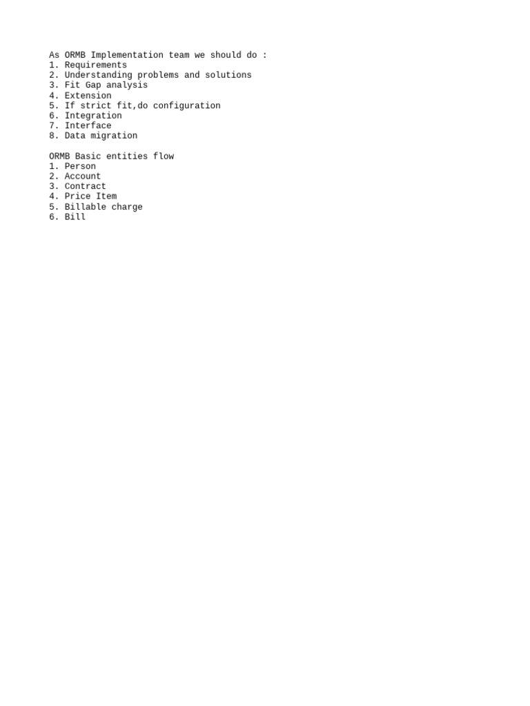ORMB Implementation Steps and Entities | PDF