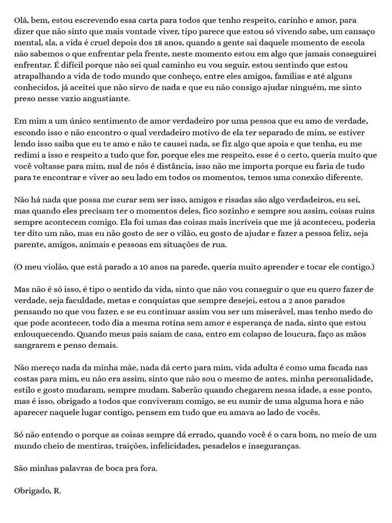 Reflexões sobre a vida e solidão | PDF | Amor