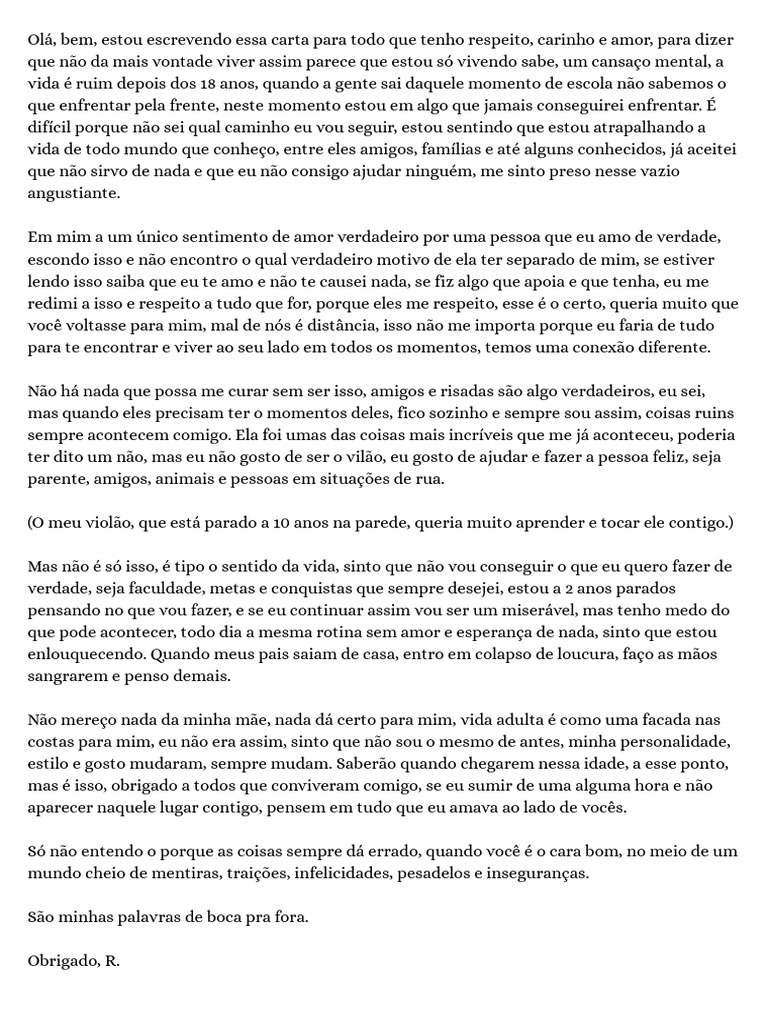 Reflexões sobre solidão e amor perdido | PDF | Amor