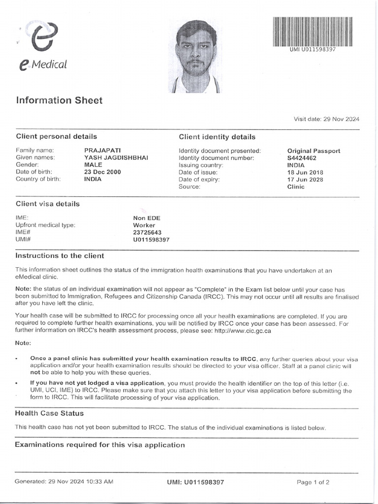 Medical Report Yash | PDF