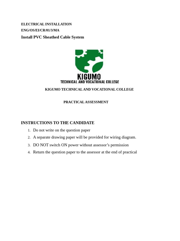 PVC Cable Installation Assessment Guide | PDF