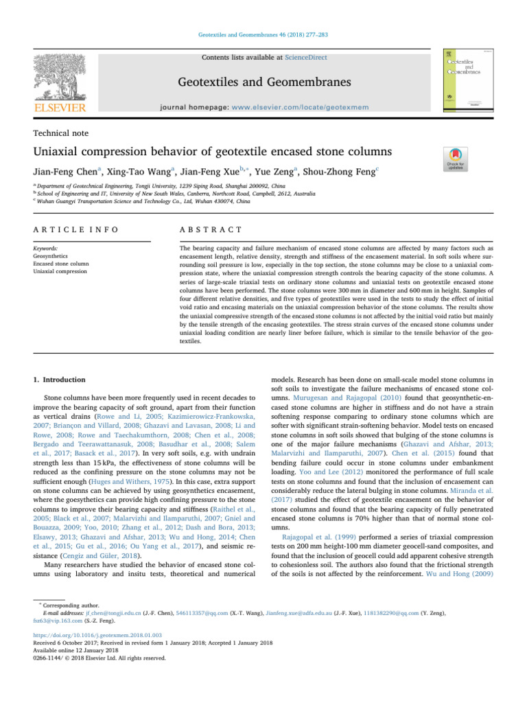 Uniaxial Compression of Encased Stone Columns | PDF | Strength Of ...