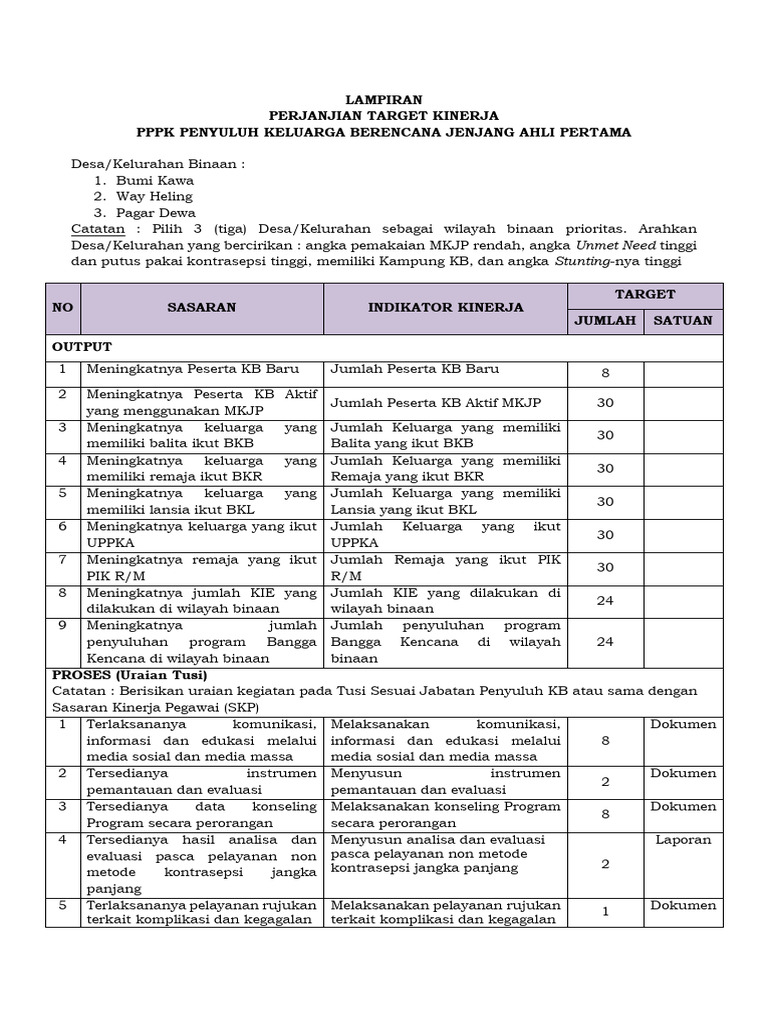 Target Kinerja Penyuluh KB 2024 | PDF