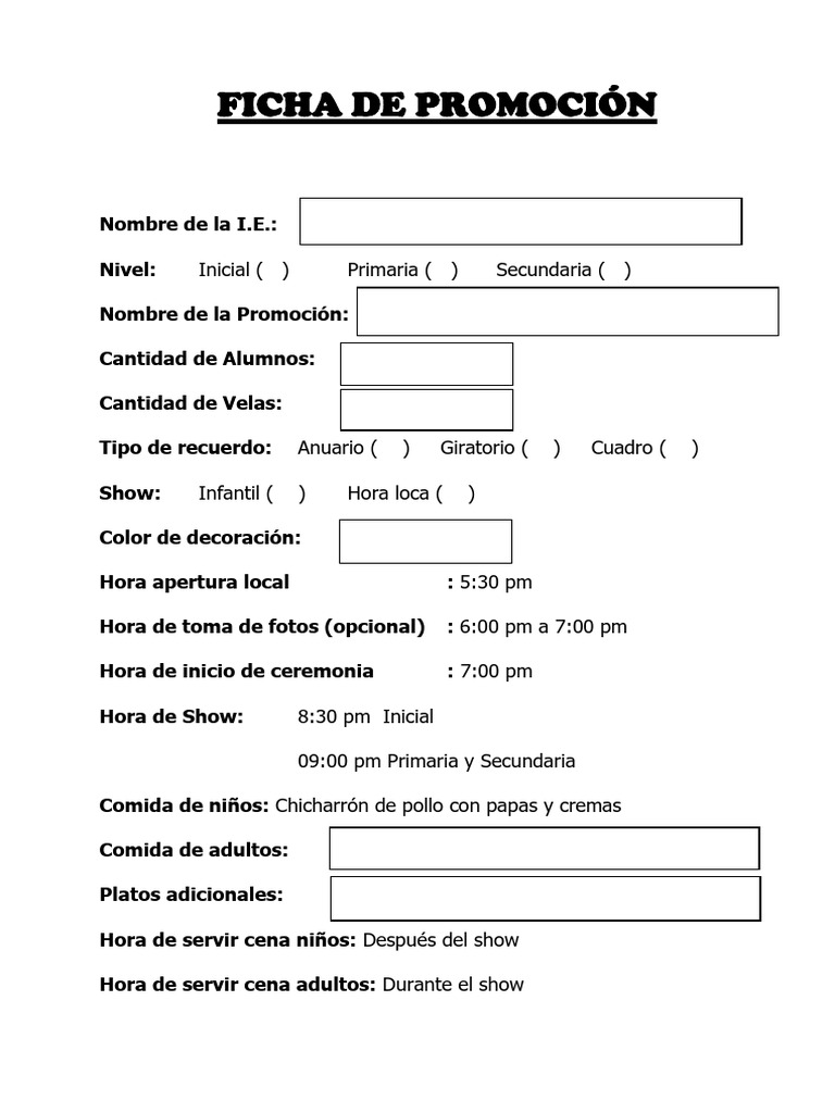 Ficha de Promoción | PDF