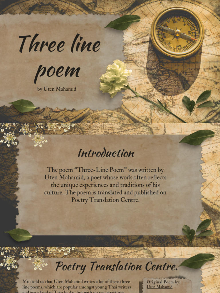 Uten Mahamid's Three-Line Poem Analysis | PDF | Poetry | Minimalism