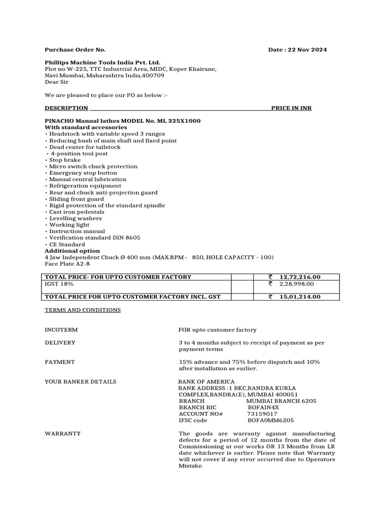 Draft of Order-Ml 325X1000 | PDF