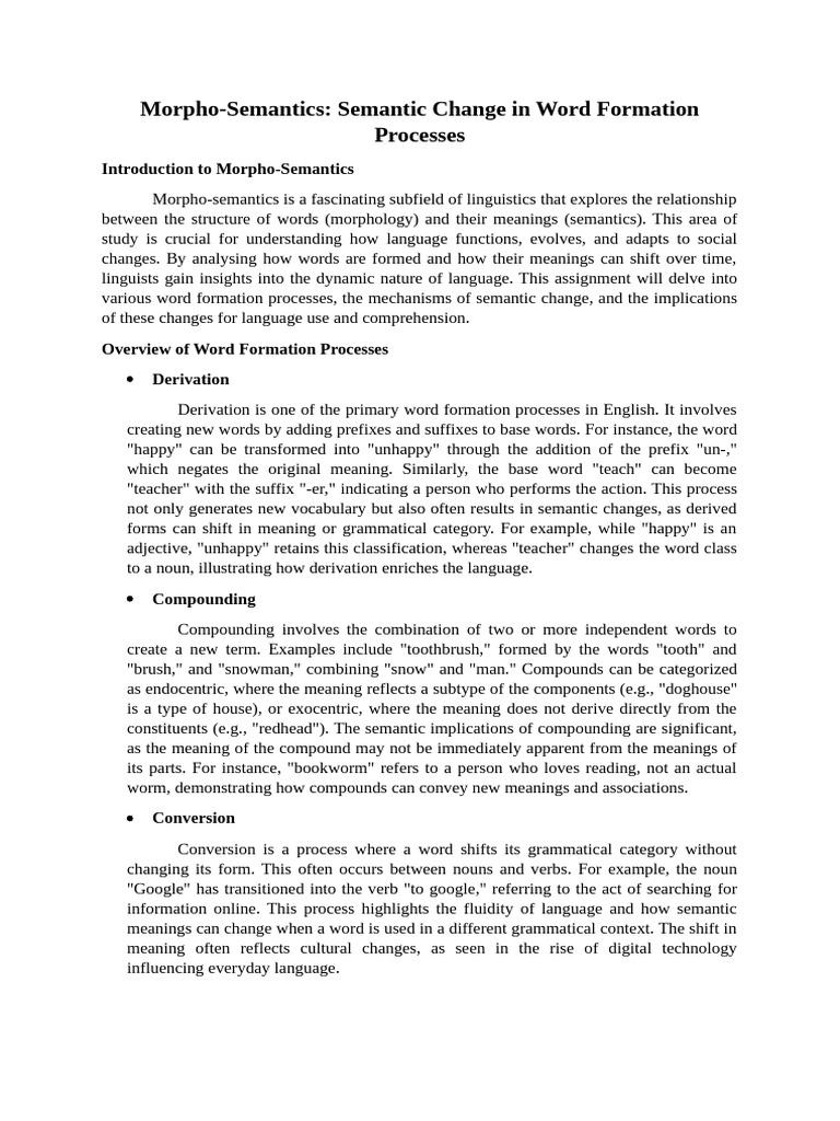 Understanding Morpho-Semantics | PDF | Word | Semantics