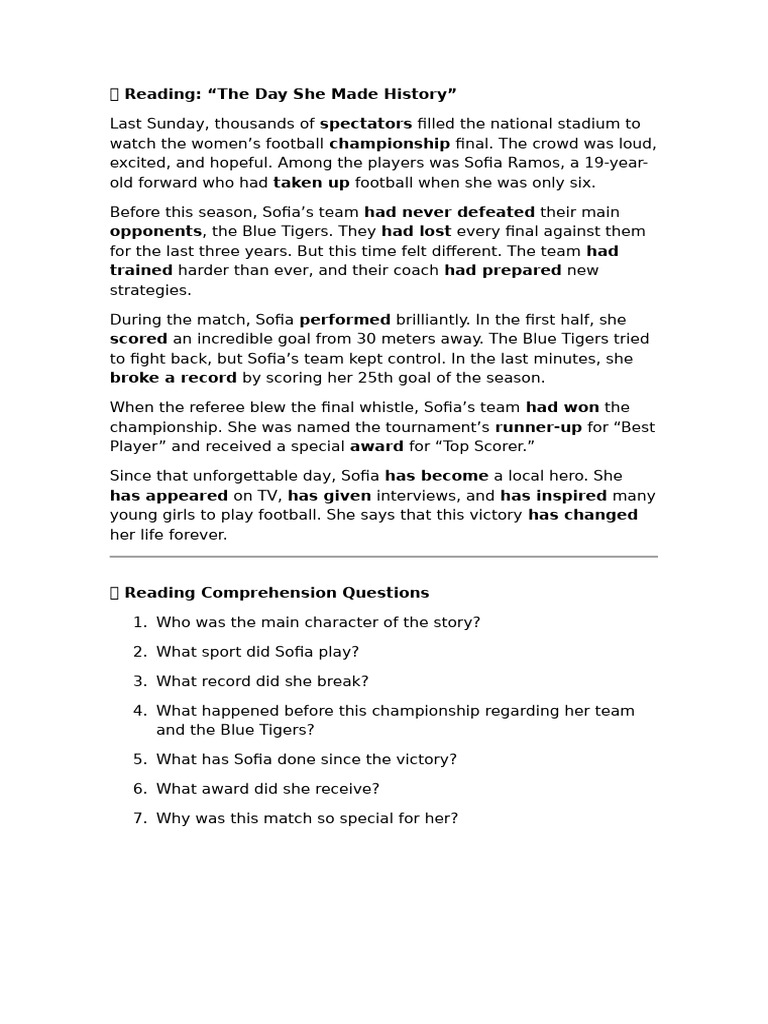 ? Reading + Past Perfect + Present Perfect + Past Simple | PDF | Syntax ...